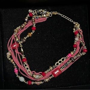 Multi-Strand Red and Gold Necklace “The Find”